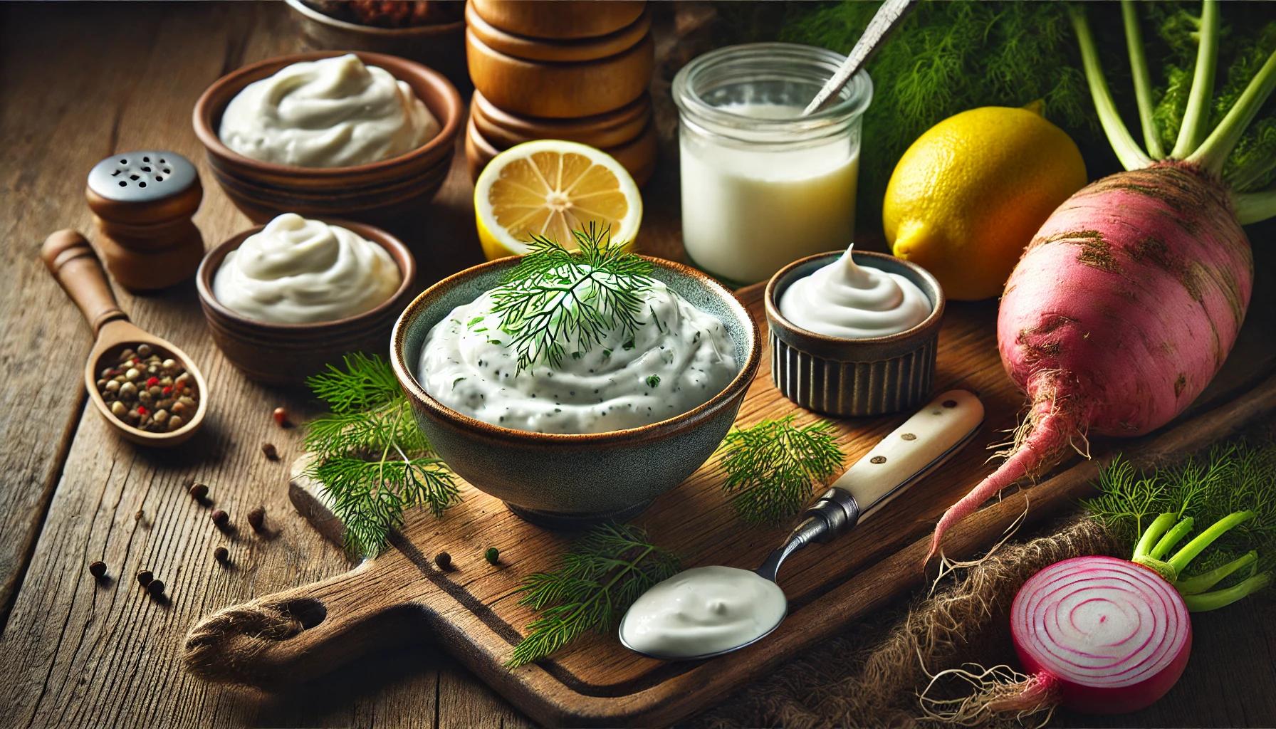 Sos de hrean cu smantana si maioneza - perfect pentru friptura