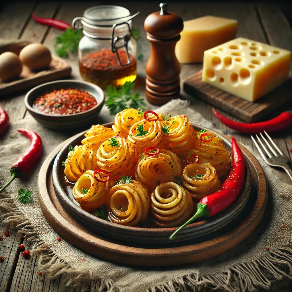 Spirale de cartofi cu chilli si branza - reteta crocanta