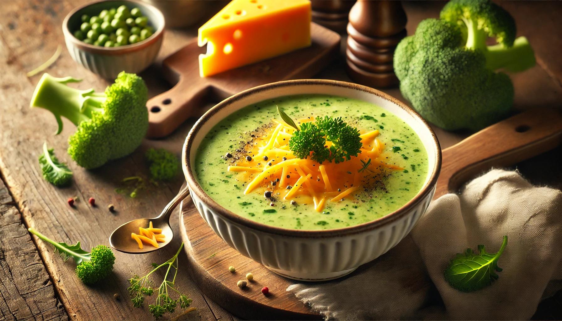 Supa crema de broccoli cu branza cheddar