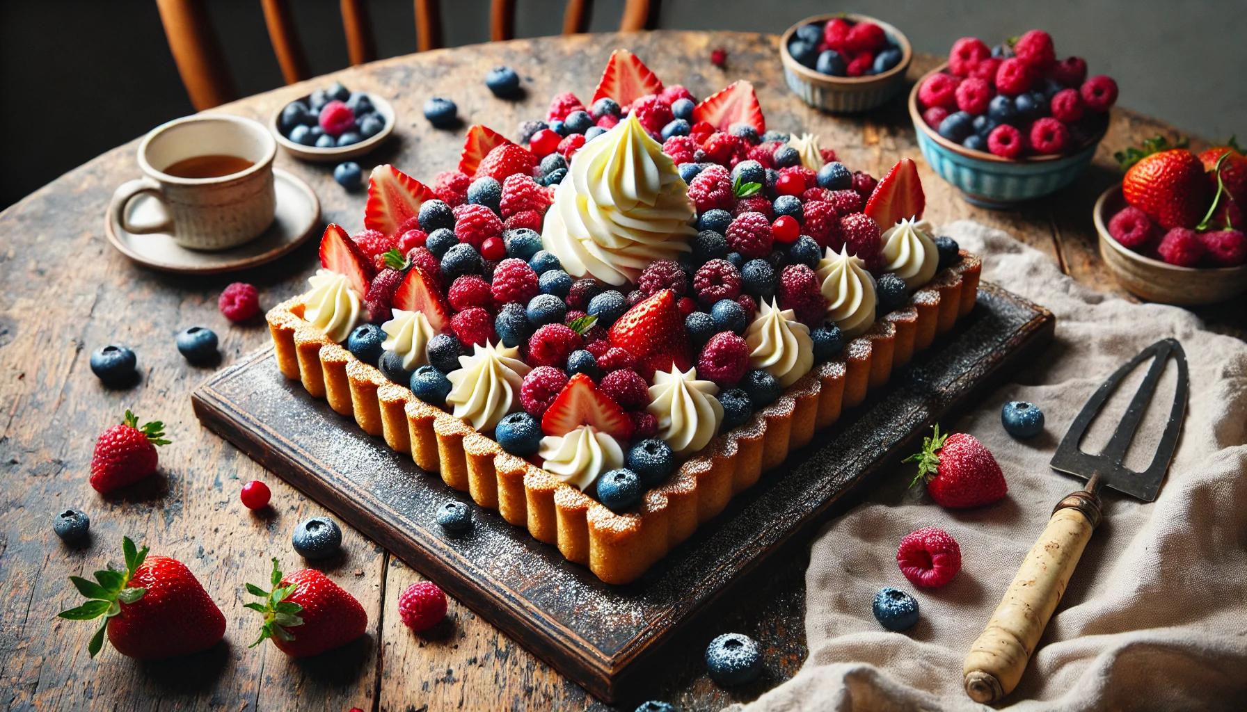 Tarta cu fructe de padure si crema Chantilly