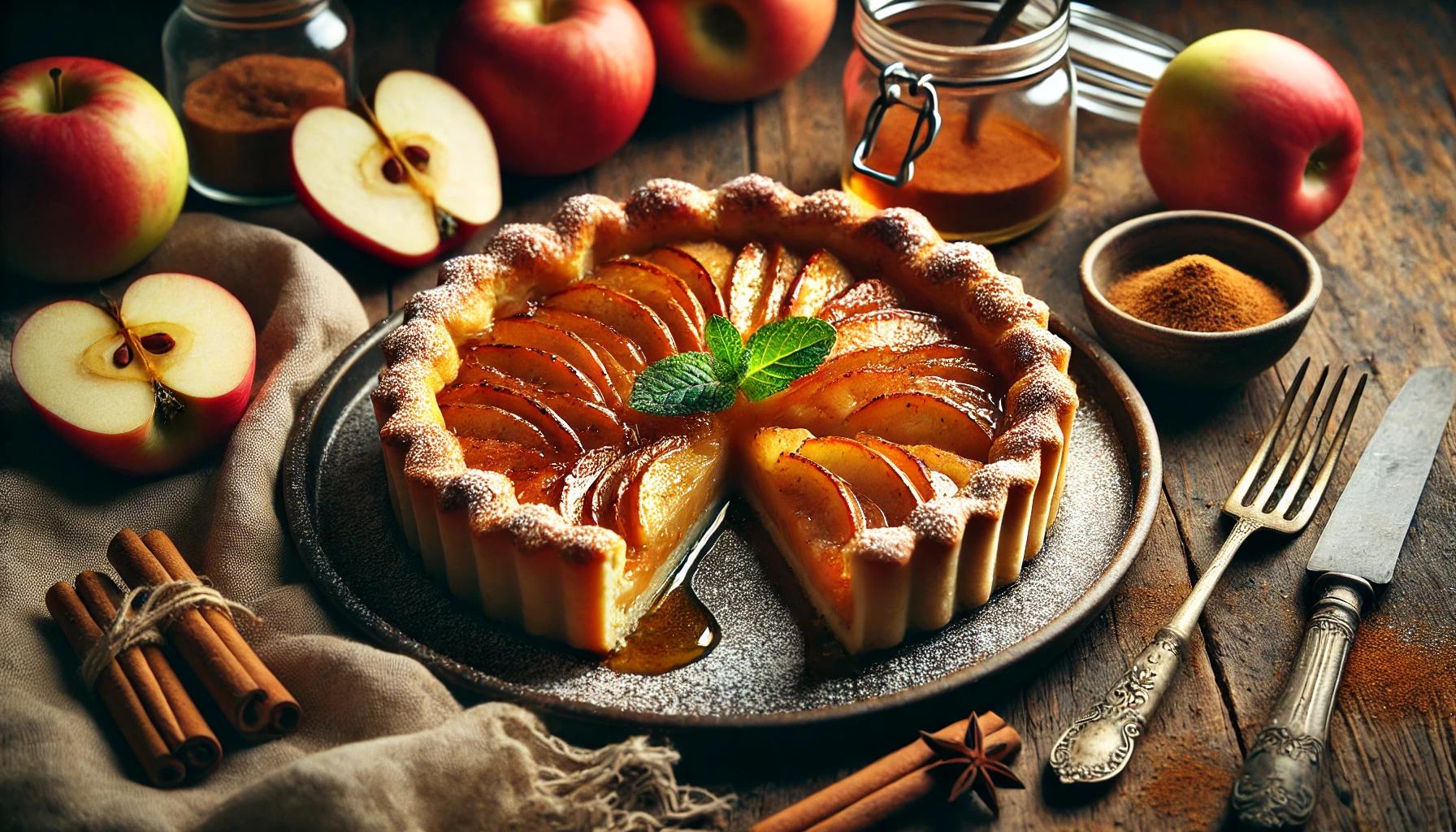 Tarta frantuzeasca de post cu mere caramelizate - reteta aromata