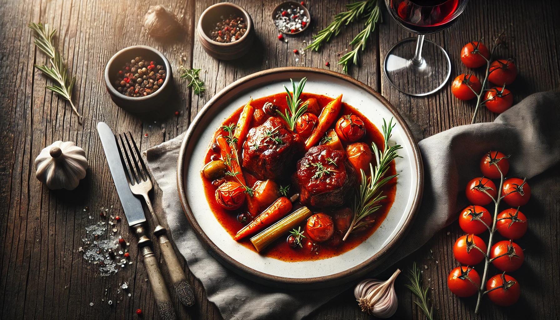 Obrajori de porc la cuptor in sos de rosii si vin - Reteta savuroasa