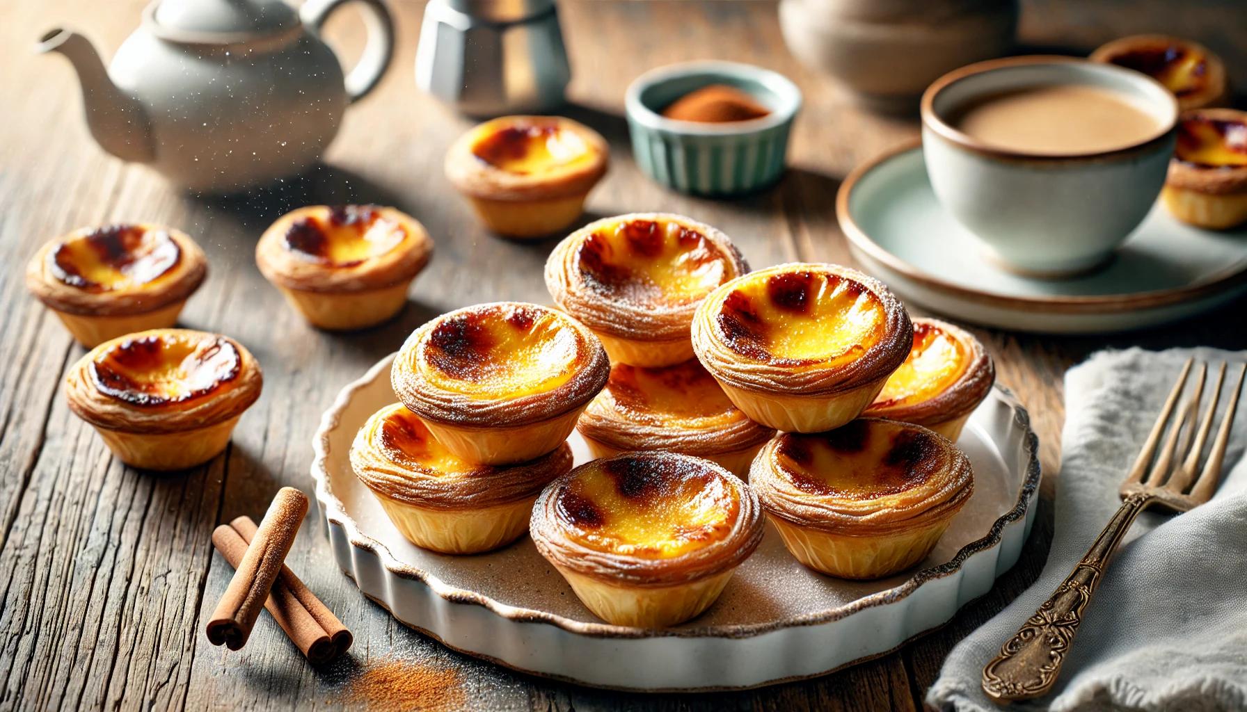 Tarte portugheze (Pasteis de Nata) cu aluat foietaj - desert traditional