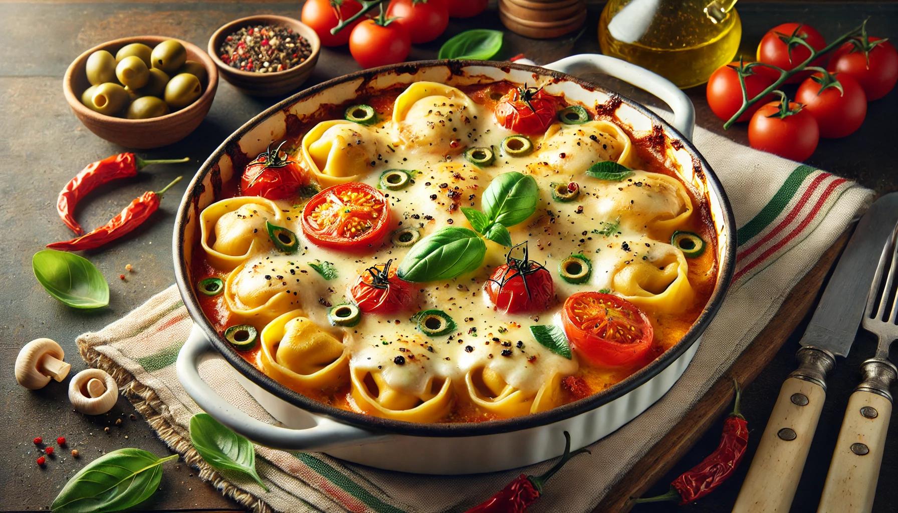 Tortellini la cuptor cu rosii si mozzarella - reteta rapida si gustoasa